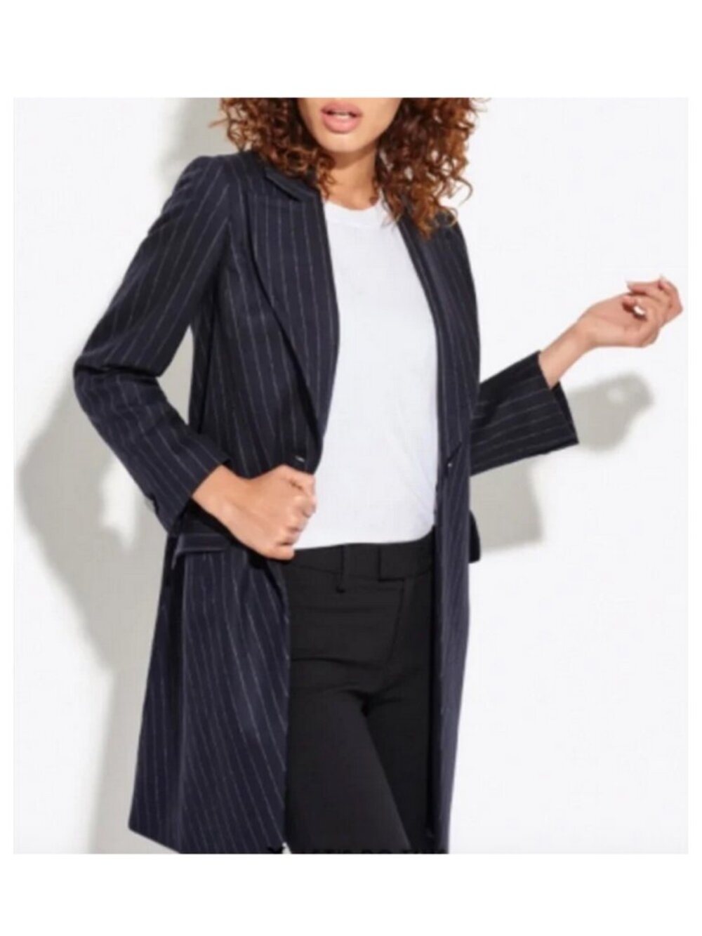 AYR ‘Big Deal’ Italian Wool & Cashmere Jacket in Navy Pinstripe - Size 8 - NWOT